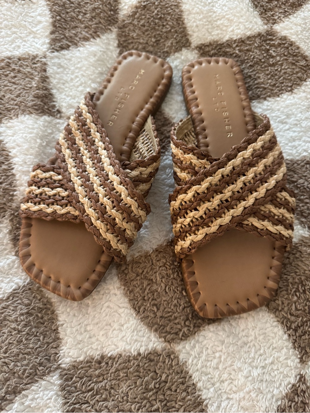 Marc Fisher Nylie Flat Brown Braided Slide Sandal 7